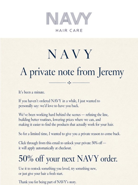 A private note from Jeremy 😀