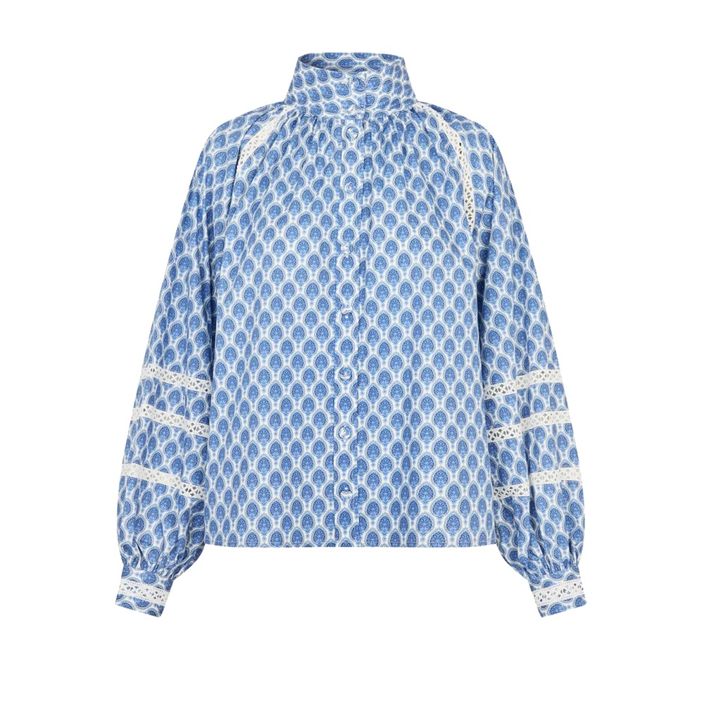 Image of Nitadea Cotton Poplin Blouse - Herberia Ocean