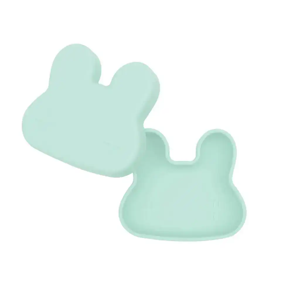 We Might Be Tiny Bunny Snackie - Minty Green Made from non toxic, food grade silicone Non slip and dishwasher safe 3 in 1 storage, snack bowl and plat...