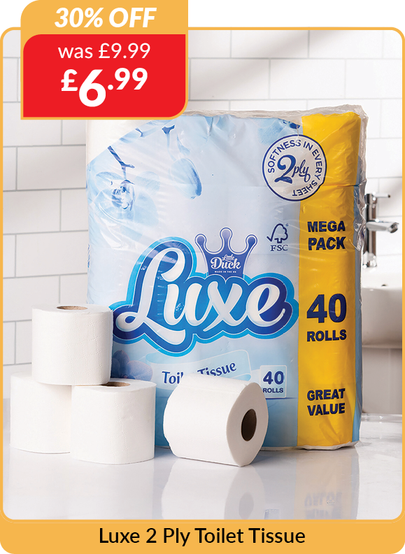 Luxe 2 ply toilet tissue. 30% off - was £9.99 now £6.99