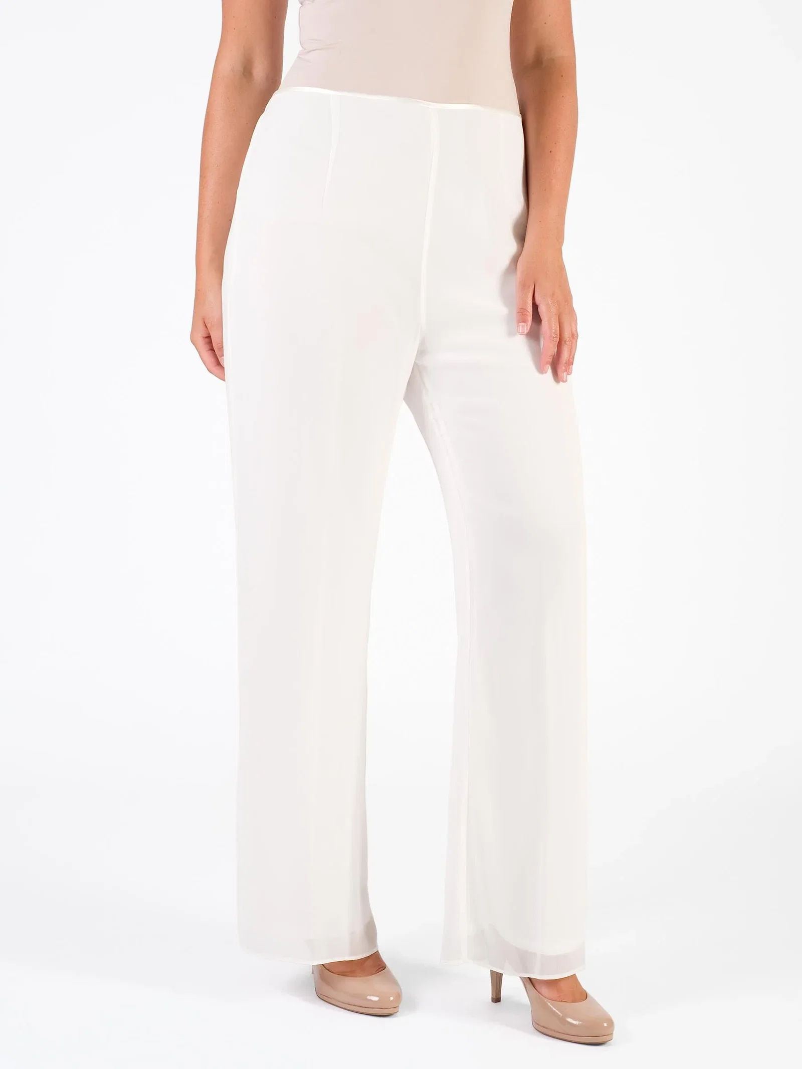 Image of Ivory Chiffon Trousers