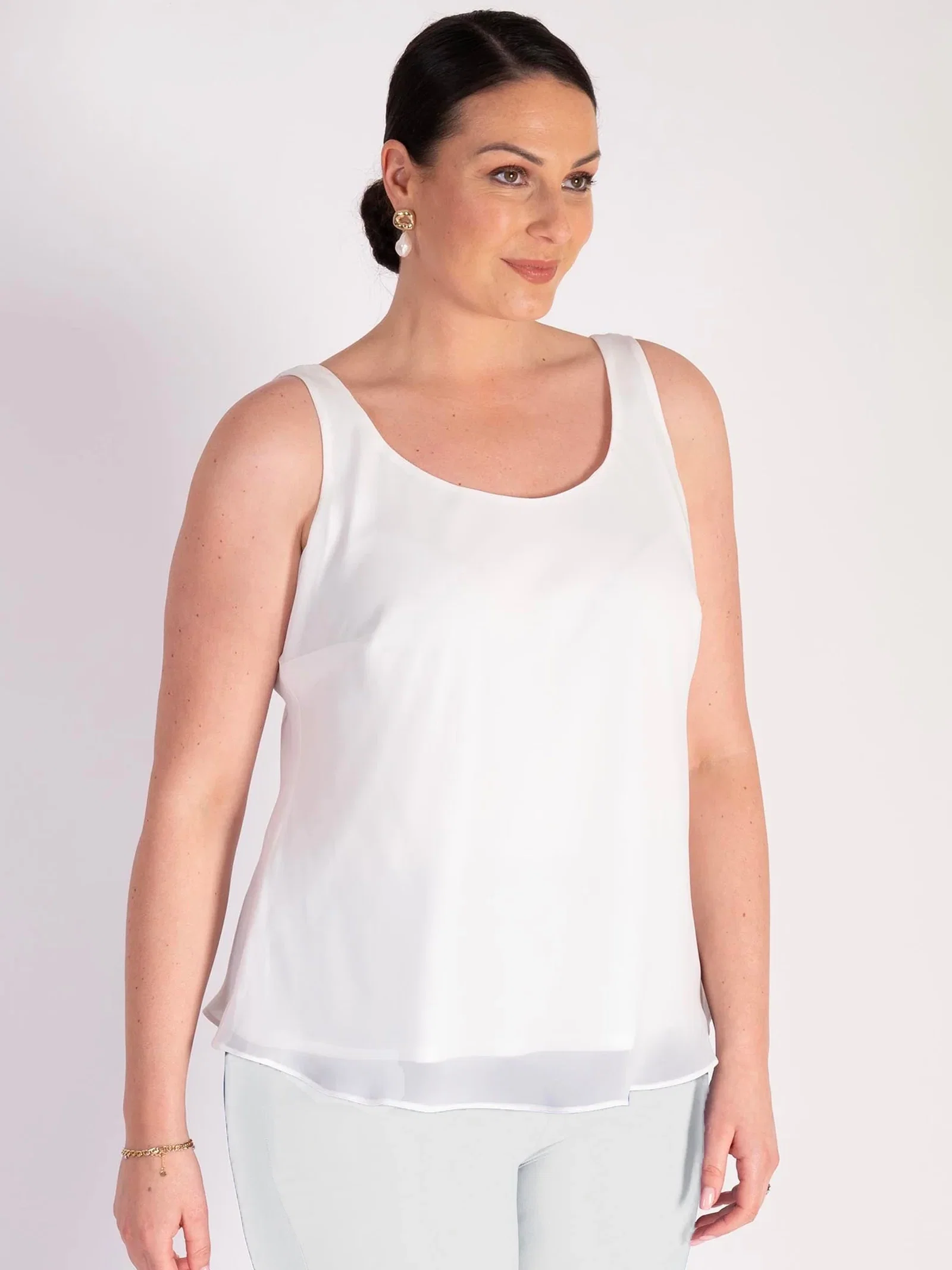 Image of RESTOCKED- Ivory Chiffon Camisole