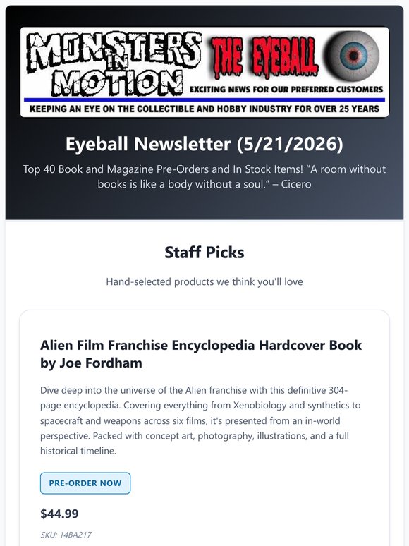 Top 40 Book and Magazine Pre-Orders and In Stock Items!