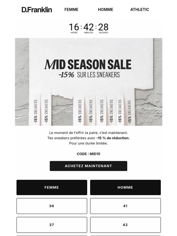 Mid Season | -15 % sur les sneakers