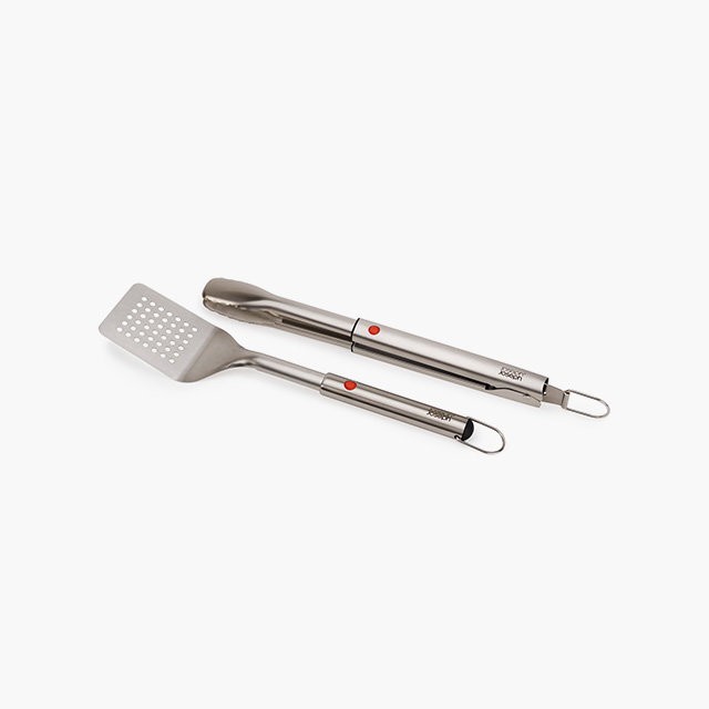 GrillOut™ 2-Piece Stainless-Steel BBQ Turner & Tongs Set