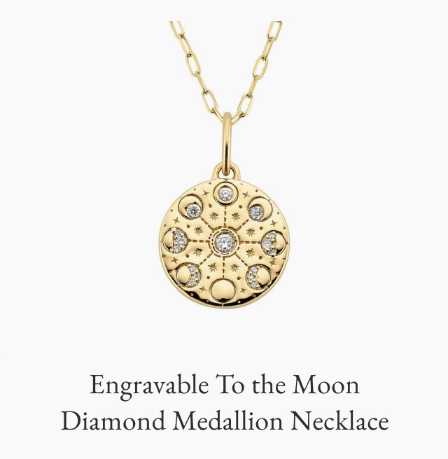 Engravable To the Moon Diamond Medallion Necklace