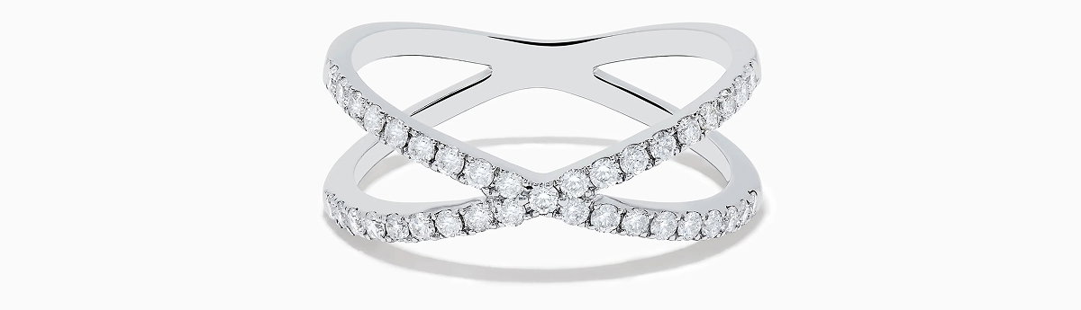 Pave Classica 14K White Gold Diamond Criss Cross Ring, 0.40 TCW