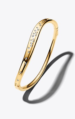 Organically Shaped Stone-Set Bangle