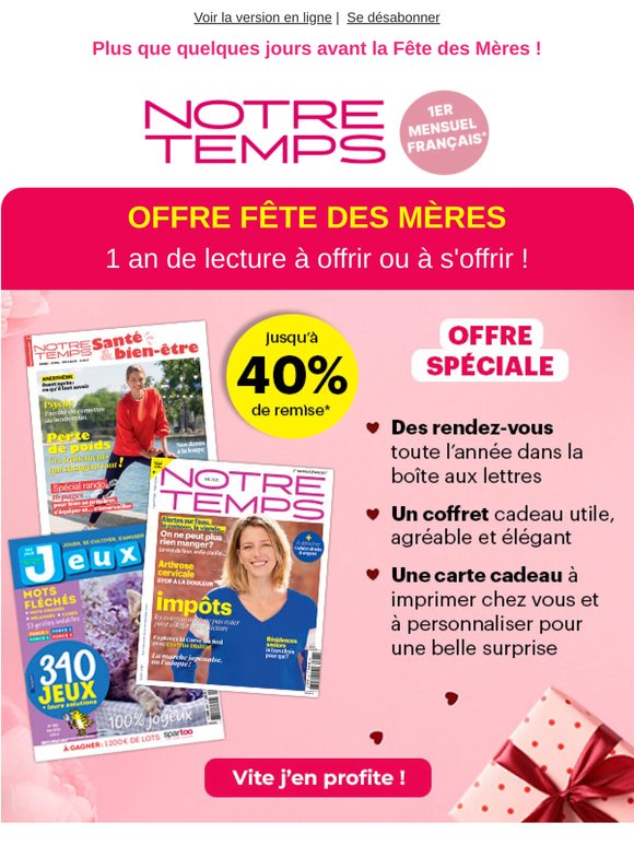 Derniers jours pour préparer la Fête des Mères...