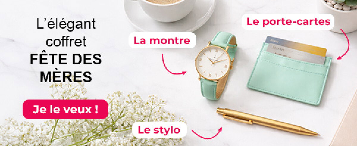 L'élégant coffret Fête des Mères : la montre, le stylo et le porte-cartes