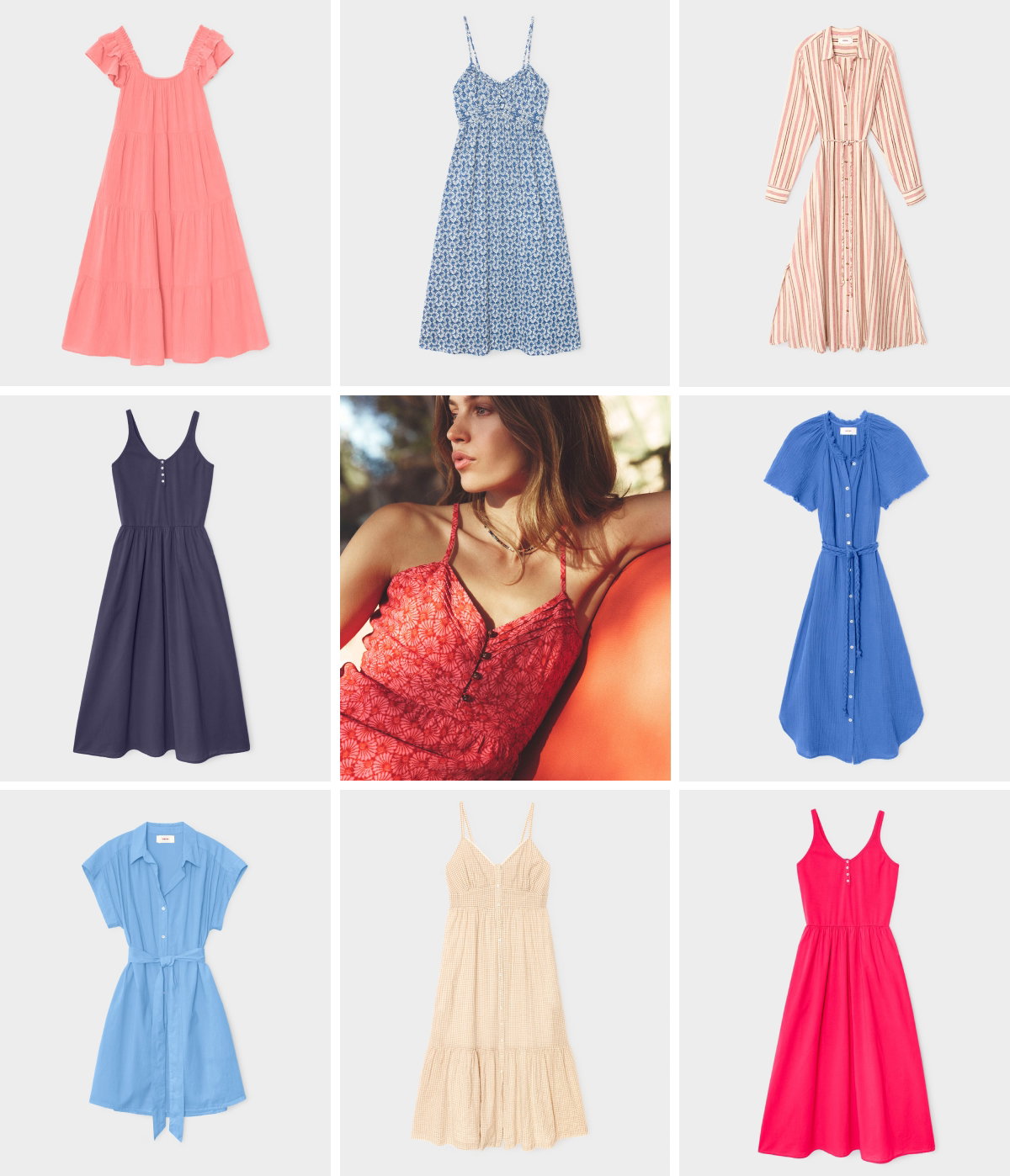Grid of 9 New Summer Dresses. Explore the Edit for the New Summer Collection.