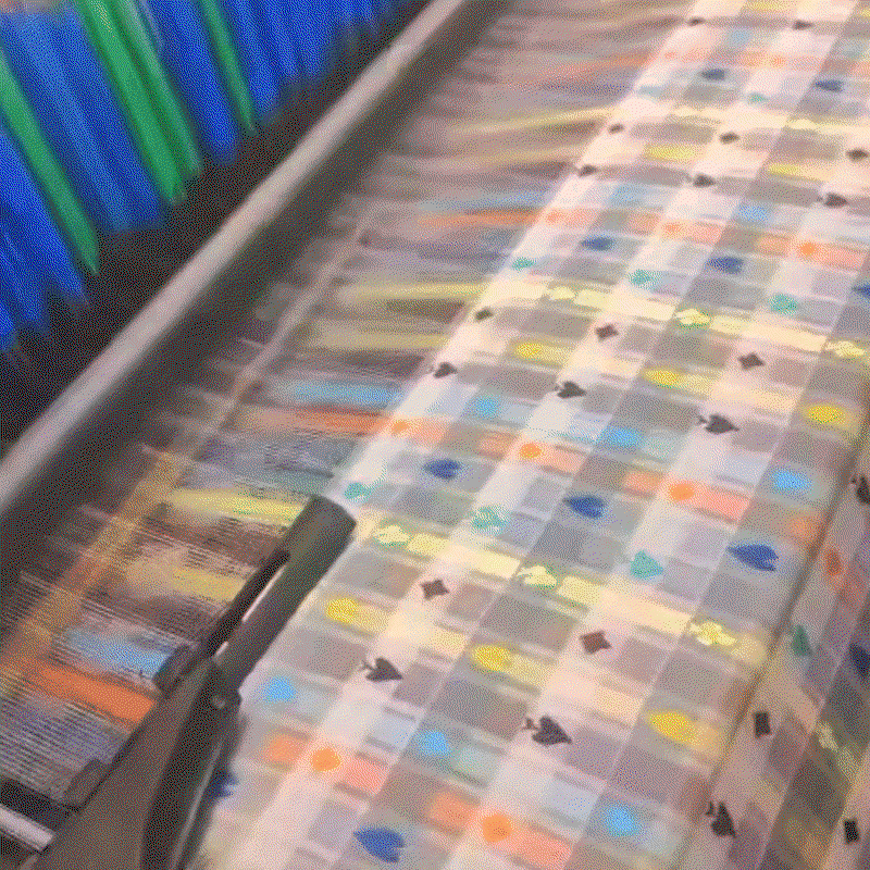 colorful textile being woven
