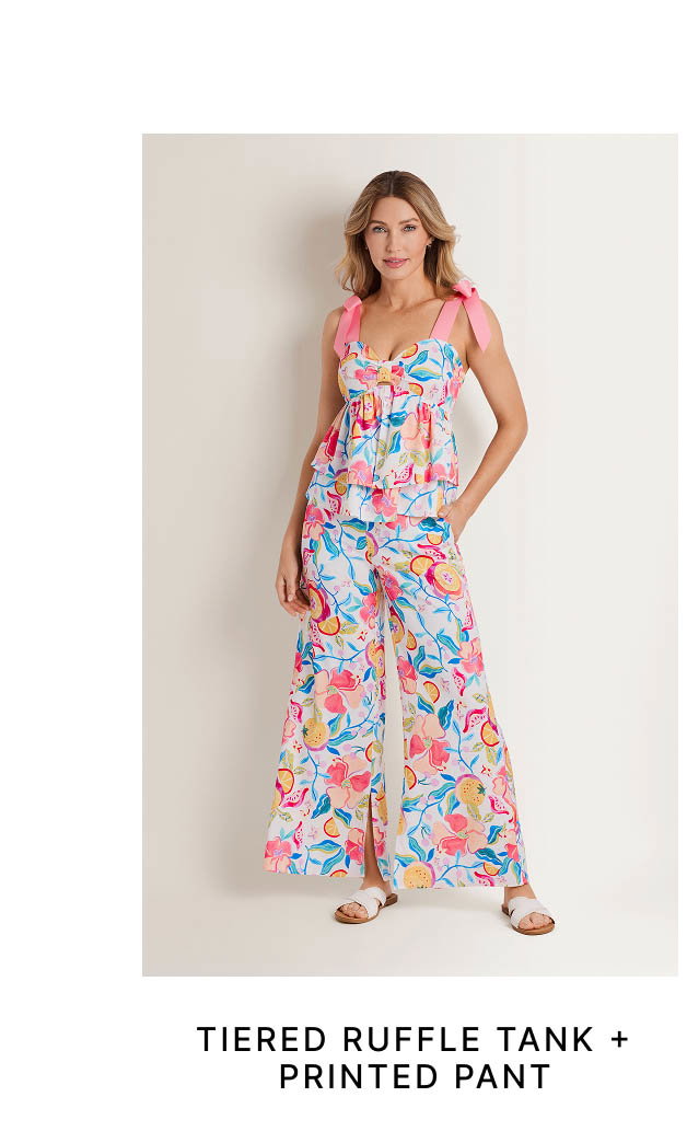 Tiered Ruffle Tank + Printed Pant