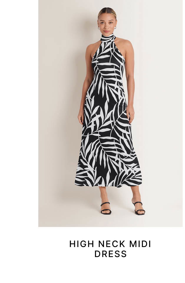 High Neck Midi Dress