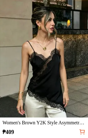Women s Brown Y2K Style Asymmetric...