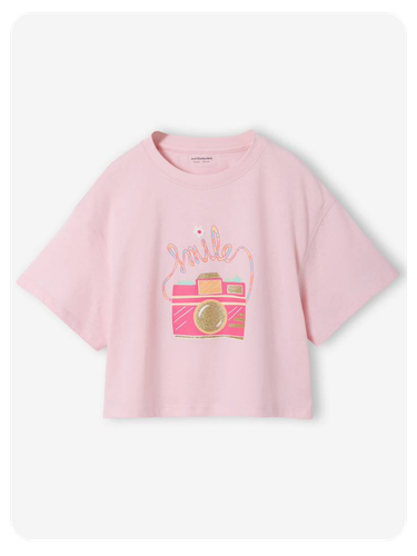 Mädchen T-Shirt in Cropped-Länge - pudrig rosa