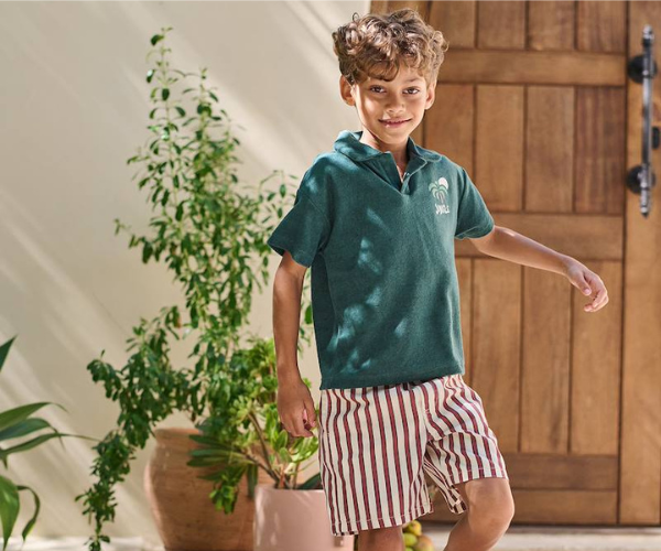 Jungen Polohemd aus Frottee JUNGLE - tannengrün