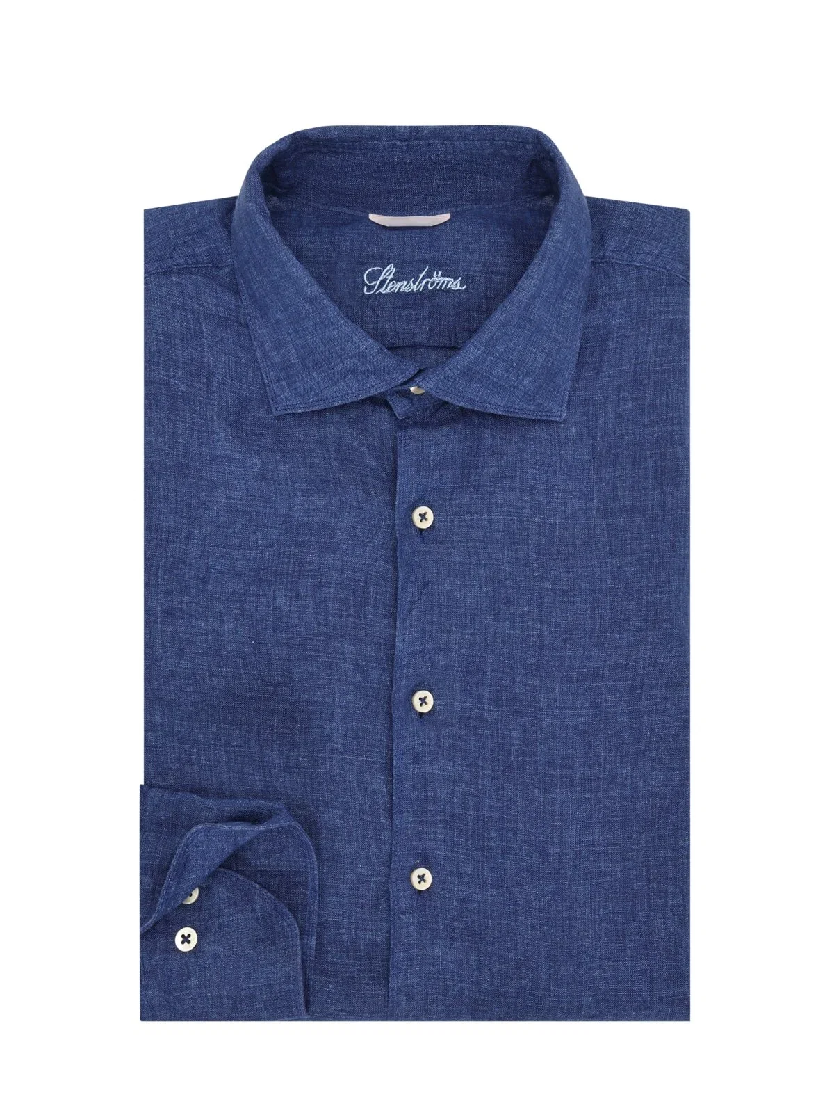 Solid color and lightweight linen shirt with shark collar
