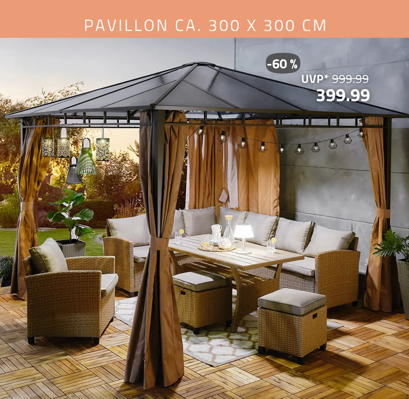 Pavillon PANAY - braun - 300x300 cm