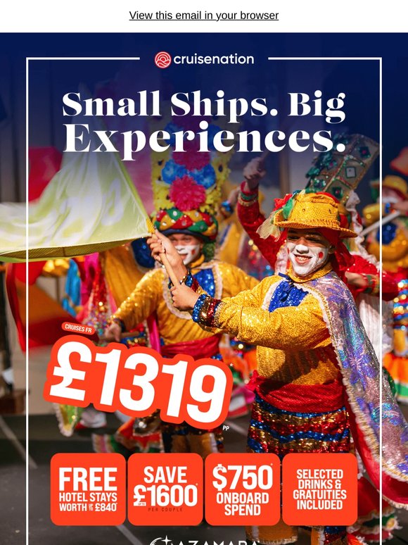 🥂 Included Drinks + Up To $750 Onboard Spend. Small Ships, Big Experiences