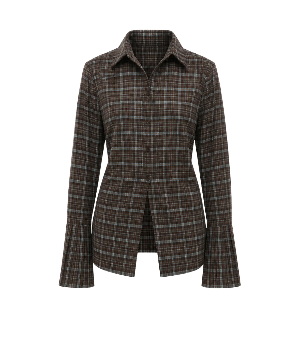 Image of Juno Shirt in Brown Blue Plaid
