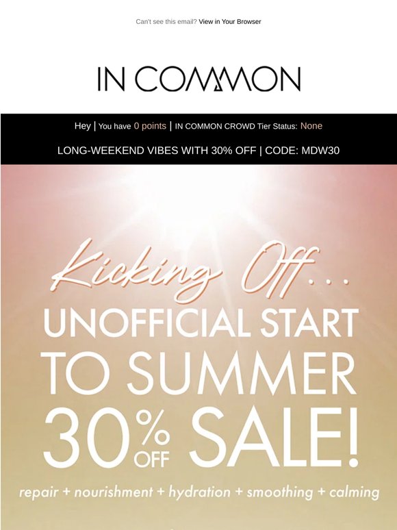 30% Off = Long-Weekend Vibes