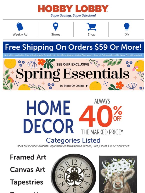 Select Home Decor – Always 40% Off The Marked Price