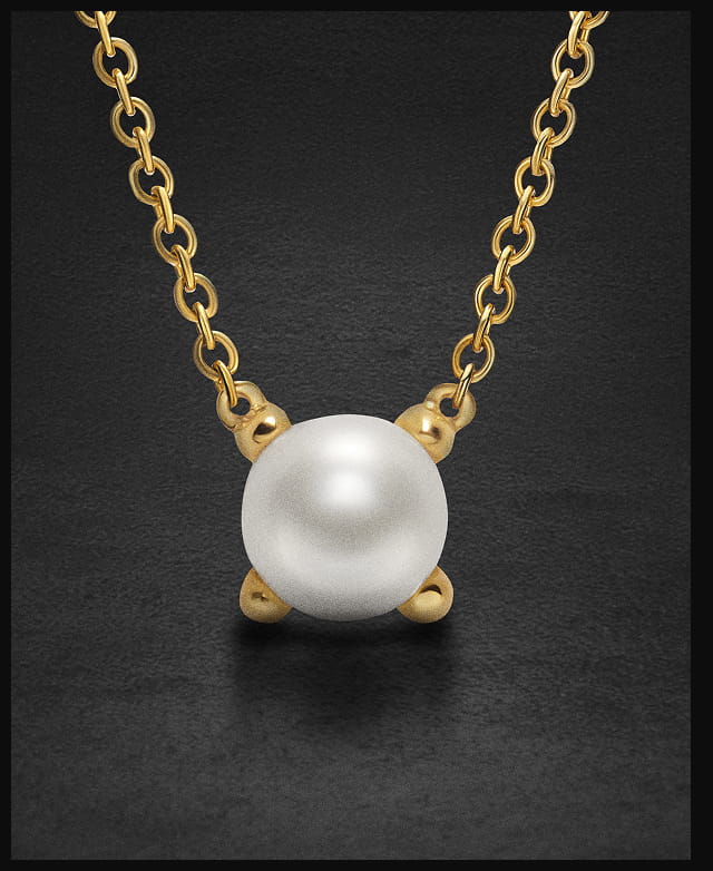 Micro Chatelaine® Pendant Necklace 18K Yellow Gold with Pearl, 5mm