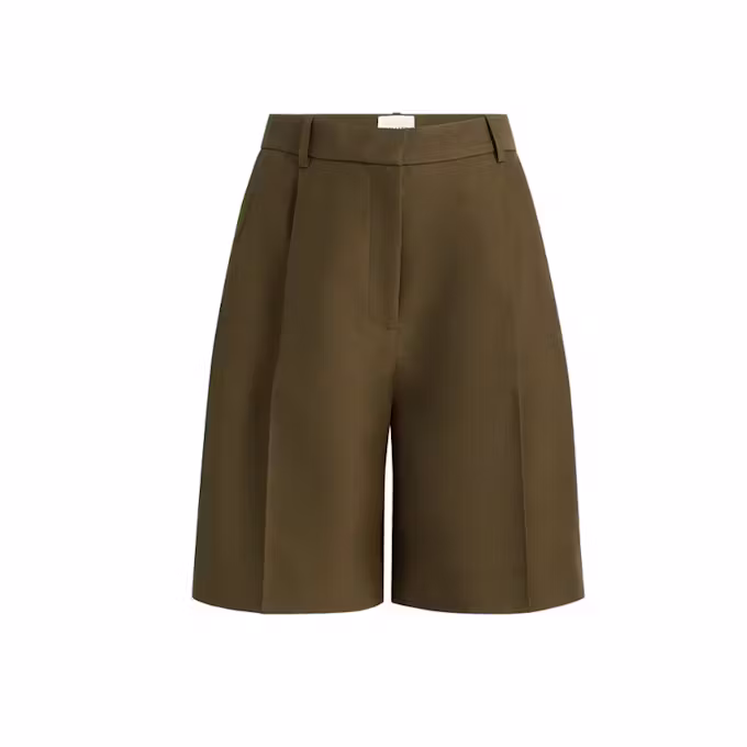 Auggie Wool-Silk Knee-Length Shorts