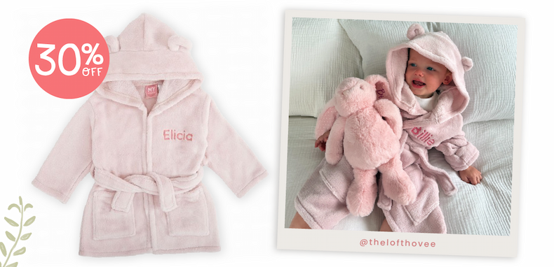 Personalised Pink Hooded Fleece Robe