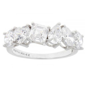White Cubic Zirconia Rhodium Over Sterling Silver Ring 4.87ctw