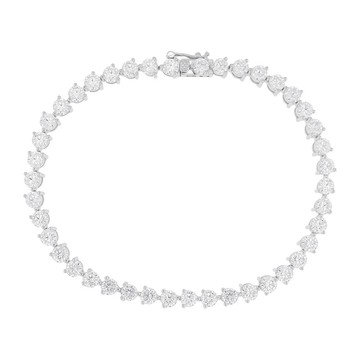 White Cubic Zirconia Rhodium Over Silver Martini Tennis Bracelet 14.00ctw