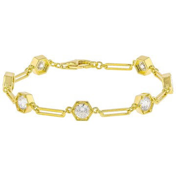 White Cubic Zirconia 18k Yellow Gold Over Sterling Silver Bracelet 5.53ctw