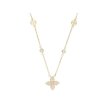 White Cubic Zirconia 14k Yellow Gold Over Sterling Silver Necklace 1.32ctw