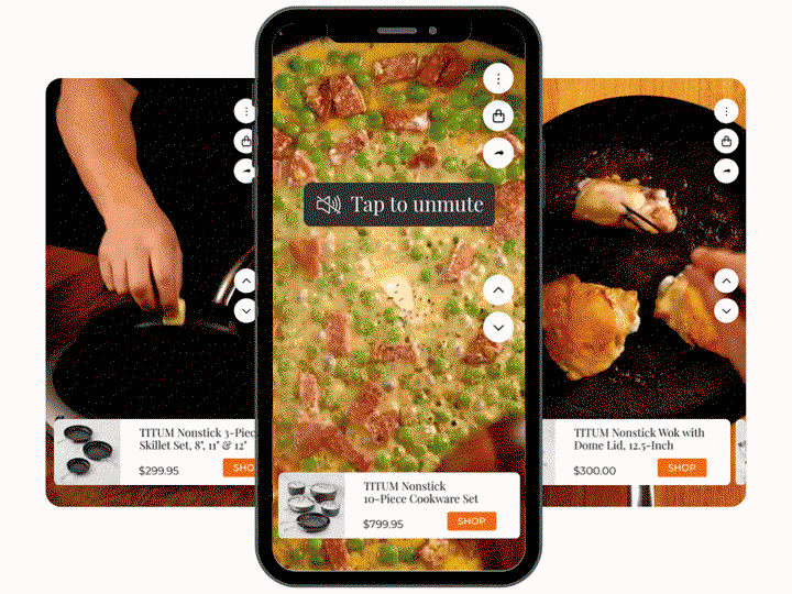Image: Motion image features three social media Hestan consumers.. Click here to Unmute and Shop the 10-Piece TITUM Fusion cookware Set.