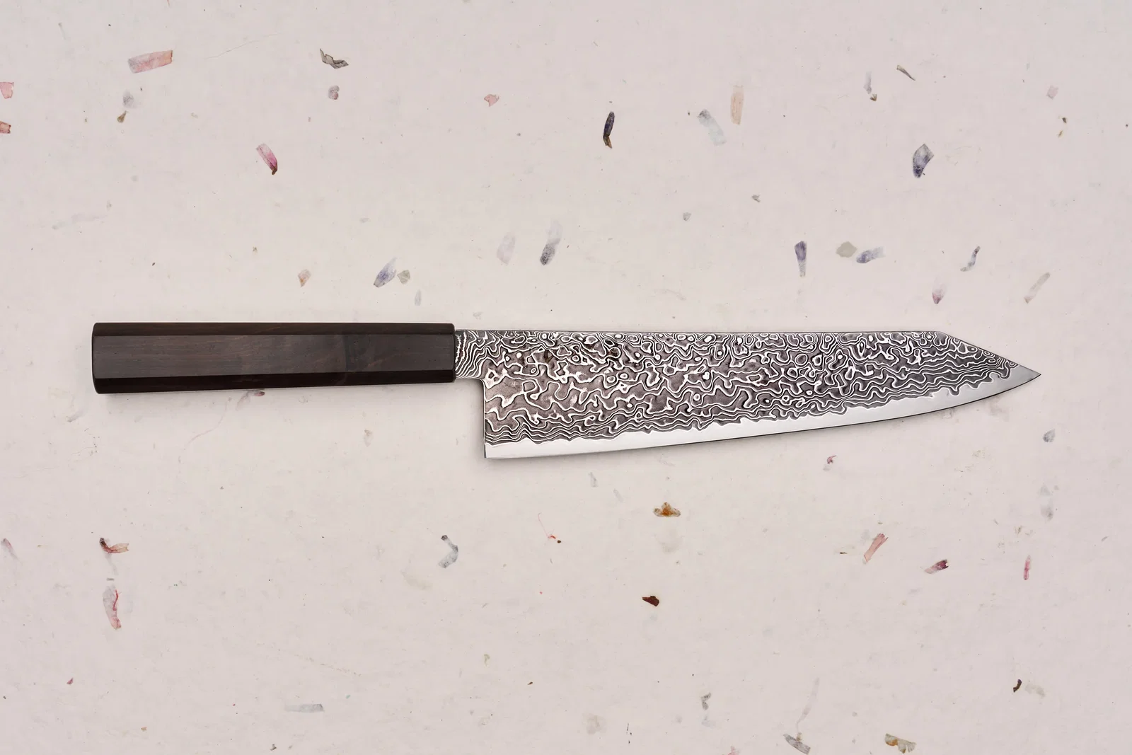 Image of Hatsukokoro Ryuhyo SG2 Kurozome Damascus Kiritsuke Gyuto 210mm