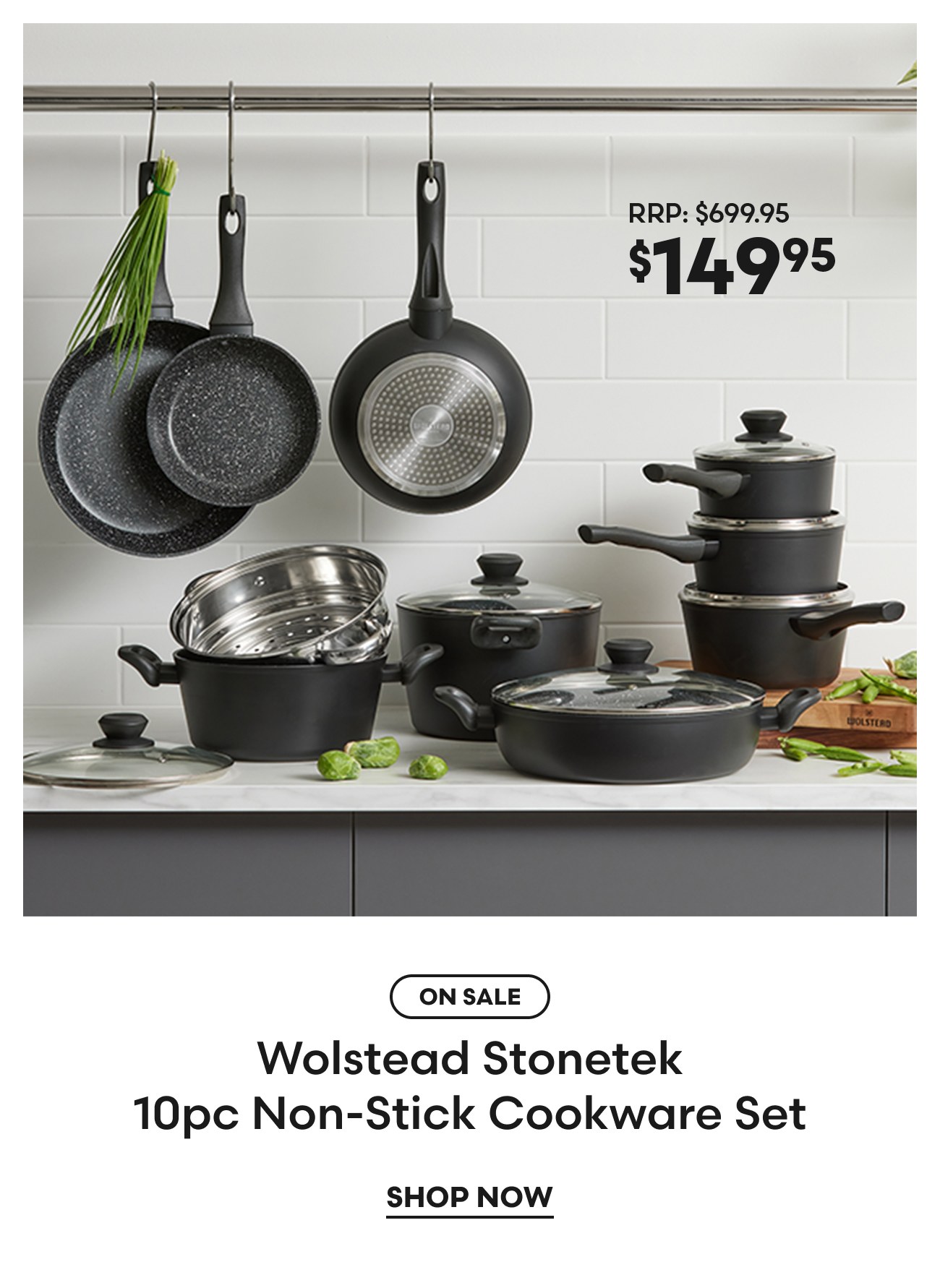 Wolstead Stonetek 10pc Non-Stick Cookware Set