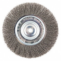 Wire Wheel Brush: Crimped Steel, 8 in Dia x 3/4 in Wd, 5/8 in Arbor, 0.014 in Fill