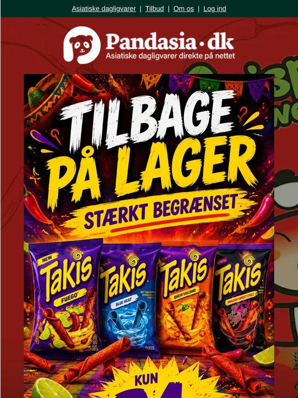 ⚠️Begrænset antal Takis tilbage hos Pandasia.dk