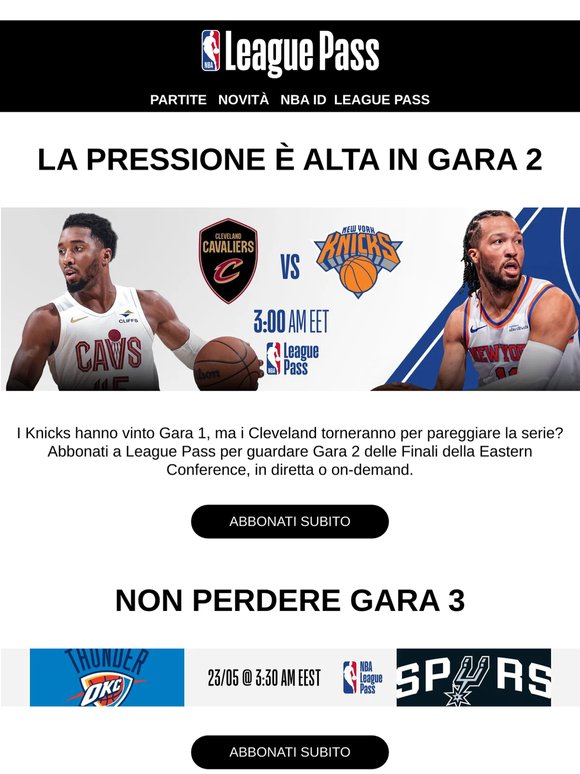 Guarda gara 2 tra Cleveland Cavaliers e New York Knicks