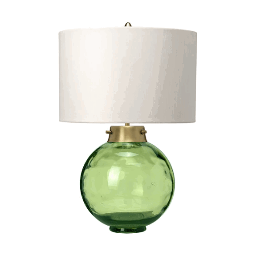 Kara Table Lamp - Aged Brass & Dark Green Glass