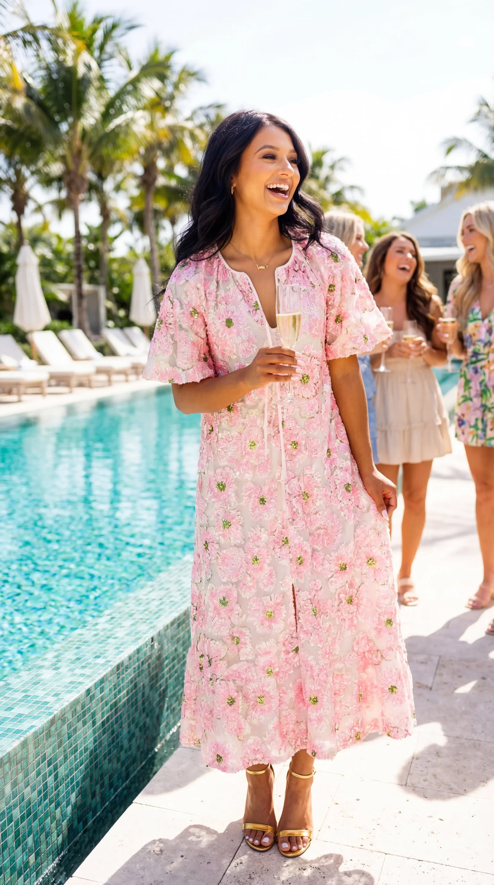Image of Talulah Caftan Maxi Dress - Pink Blossom
