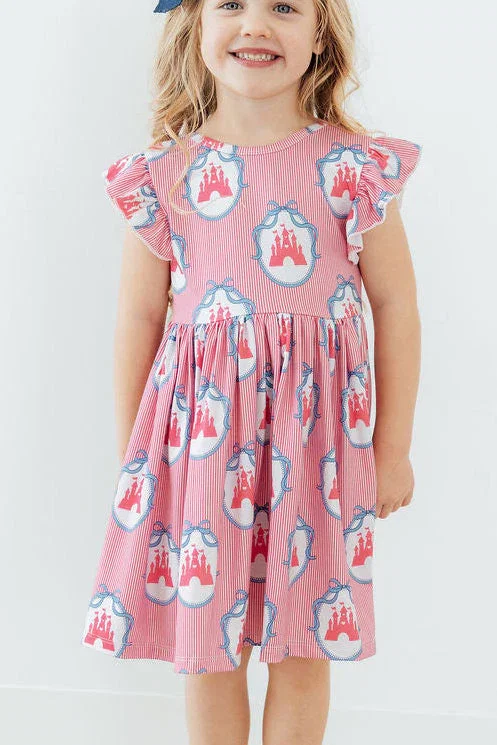 Image of Once Upon a Castle Flutter Sleeve Twirl Dress