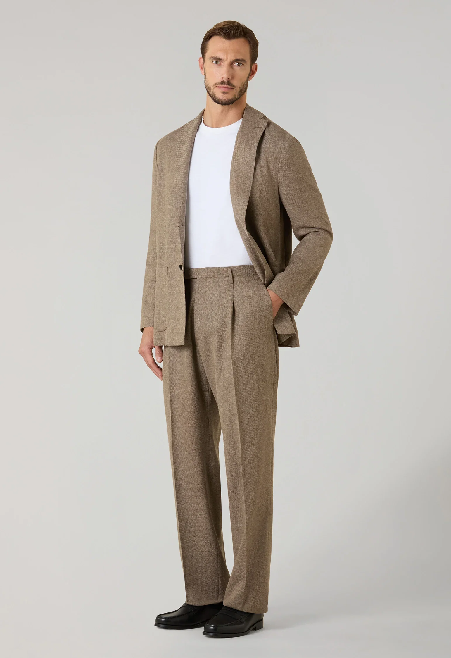 Image of Beige Light Wool Honeycomb Fluid Suits