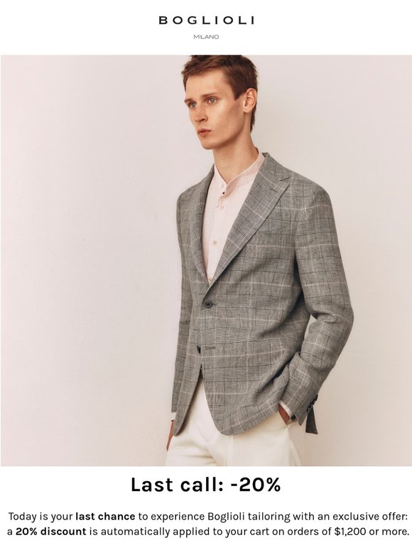 Last chance: your exclusive 20% discount expires today