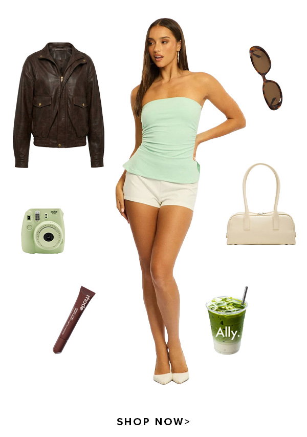Green Bandeau Top Side Split