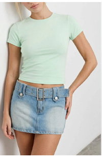 Green T-shirt Short Sleeve Crew Neck