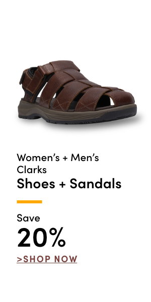 Women's + Men's Clarks Shoes & Sandals Save 20%