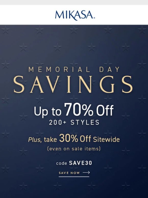 Up to 70% Off + 30% Off Sitewide