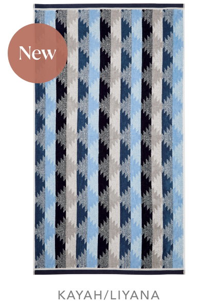 Bedeck of Belfast Kayah/Liyana Towels in Indigo & Charcoal